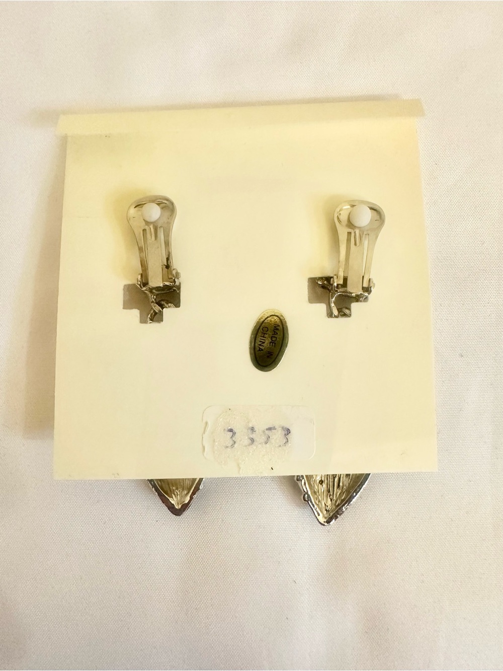 VTG Silver Tone Black and Silver Crystal Drop Earrings - Picture 5 of 5